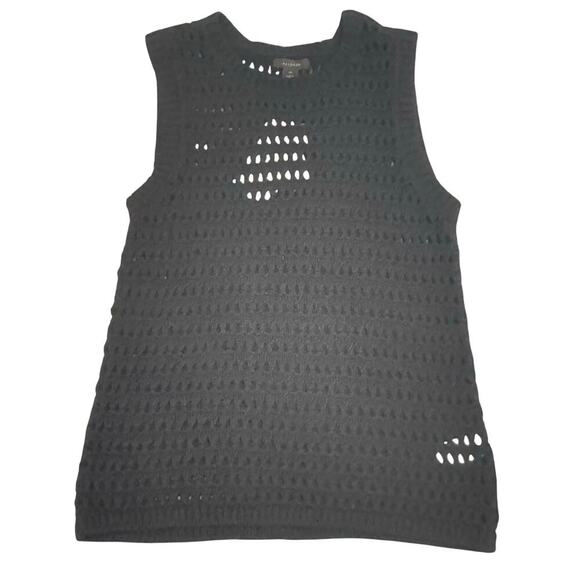 New HALOGEN Rich Black Pull Over Open Knit Sleeveless Sweater Vest Women's Sz M - Picture 5 of 8
